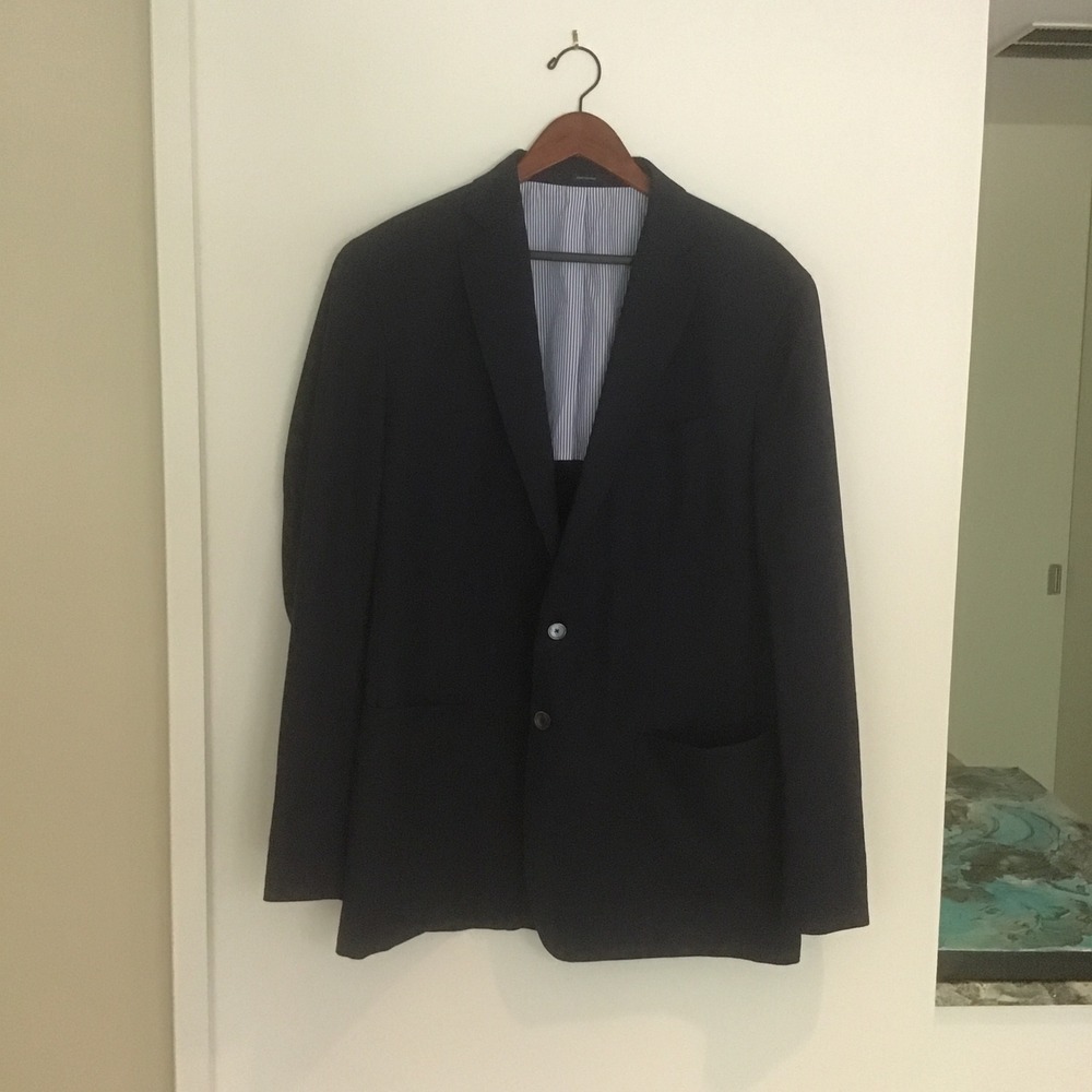 Peter Millar Crown Crafted Excursionist Flex Blazer Navy Wool Jacket 48L AS IS